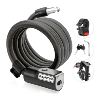 Candado Patinete Electrico, Candado Bicicleta, 120cm/12mm Candado Bicicleta Antirrobo, Candados Patinete Electrico con 2 llaves para Bicicleta/Patinete Electrico/Moto/Carrito Bebe/Scooter